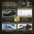 Ultimate Vehicle Vector Silhouette Pack - 100+ EPS Files | Cars, Airplanes, Trains, Trucks Vector Clipart for CNC, Laser Cut, Vinyl Plots