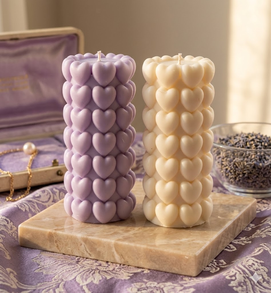 Интерьерная свеча-колонна «Множество сердец» (Hearts Pillar Candle)