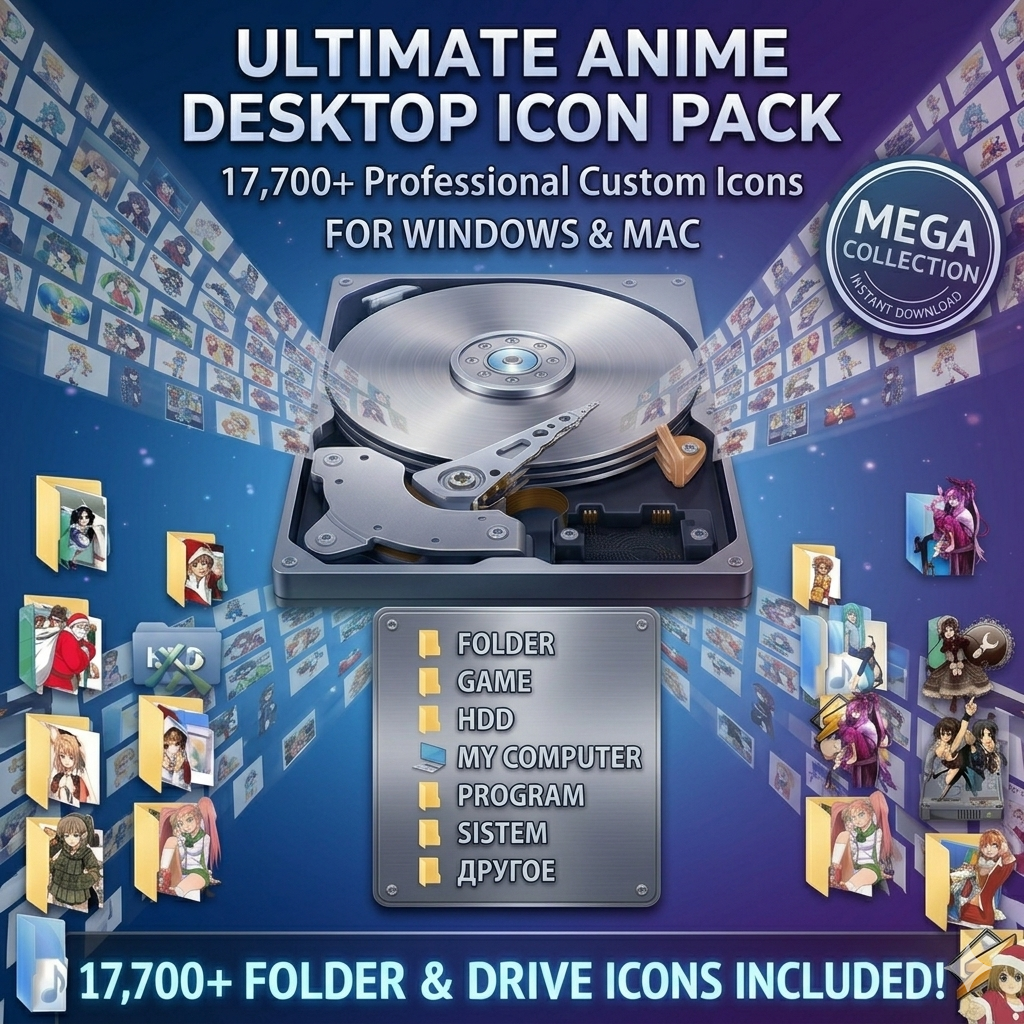 Mega Anime Icon Library: 17,700+ Professional Custom Icons for Desktop Setup