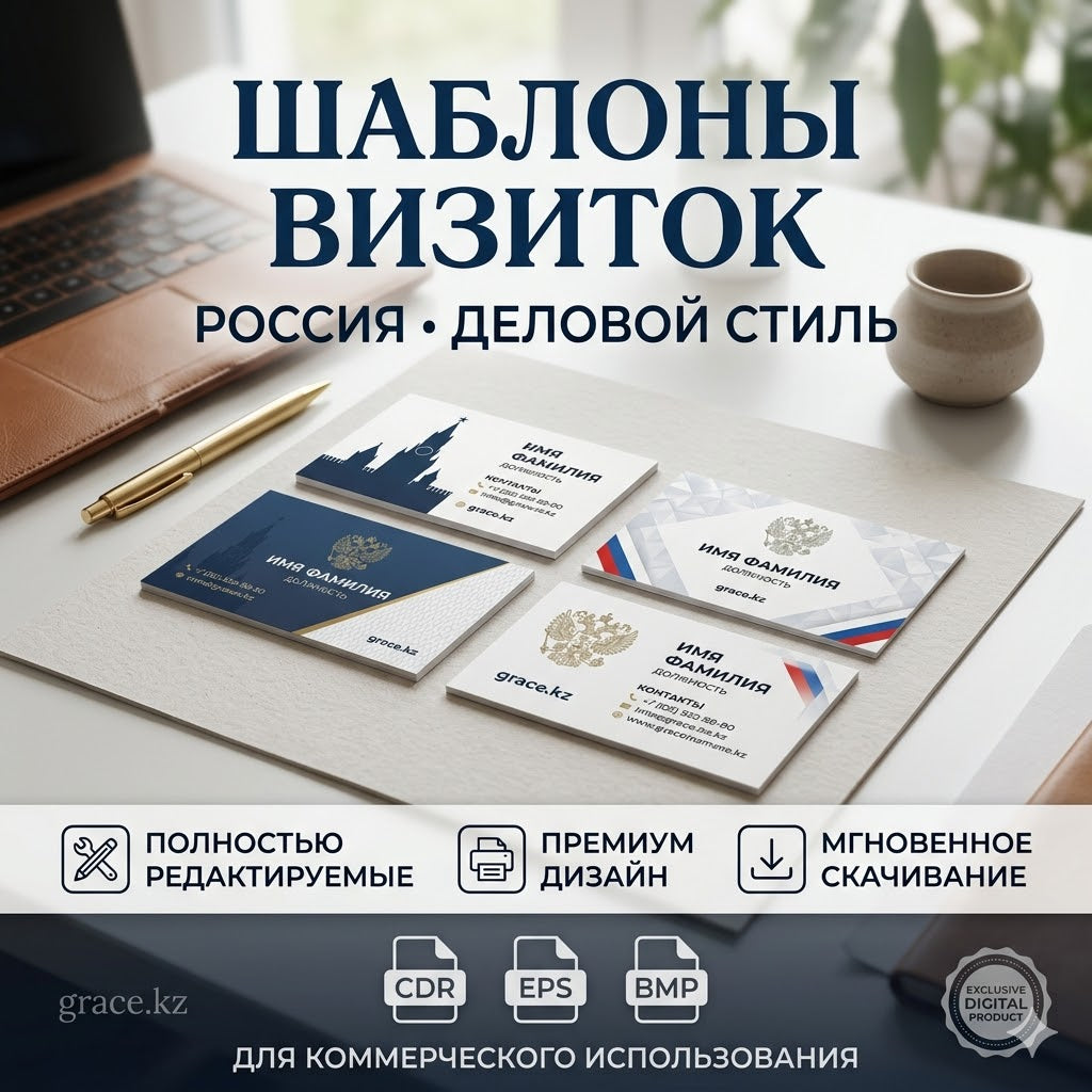 Шаблоны Бизнес-Карт и Визиток (Тематика: Россия) | CDR, EPS, BMP