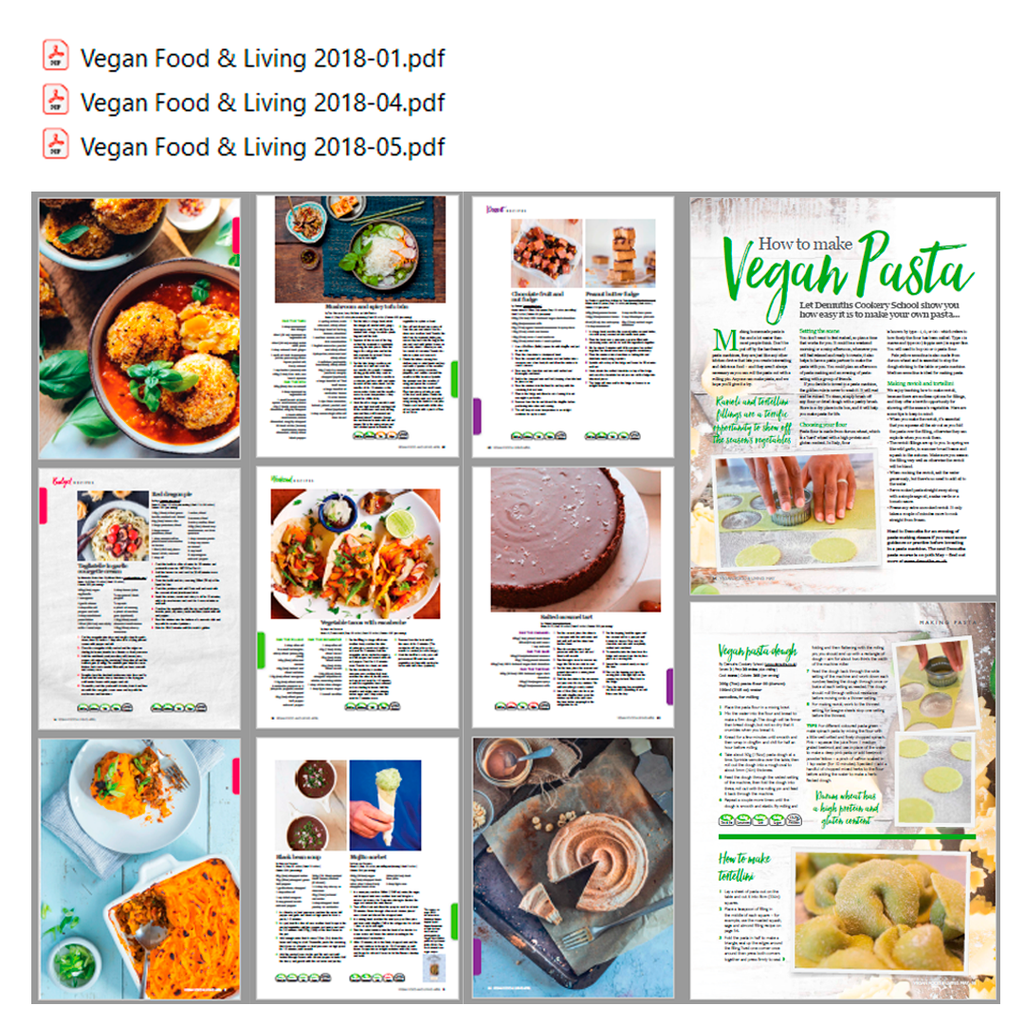 Vegan Food & Living Magazine Ultimate Digital Bundle - 2016, 2017, 2018 Full Years + Bonus Vegan Cookbook, PDF Instant Download